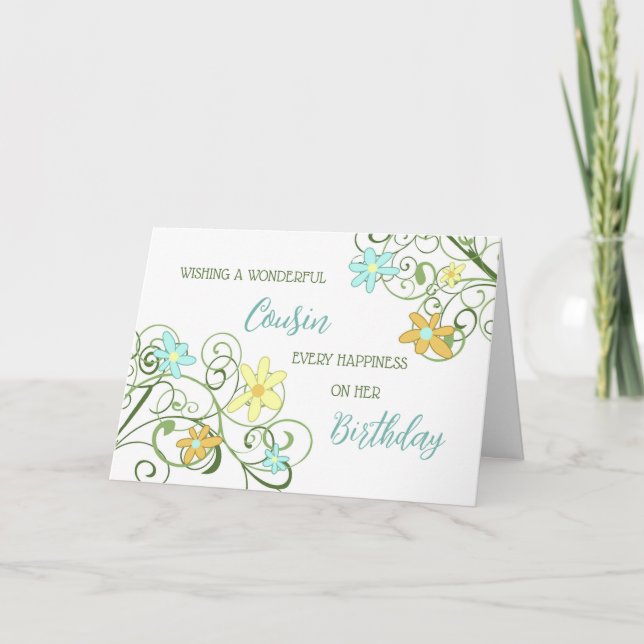 Carte d'anniversaire Cousin Fleurs du Jardin (Devant)