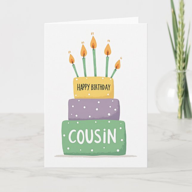 Carte d'anniversaire Cousins Cake (Devant)