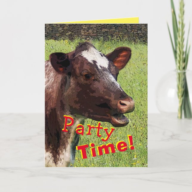 Carte d'anniversaire Cow Party time (Devant)