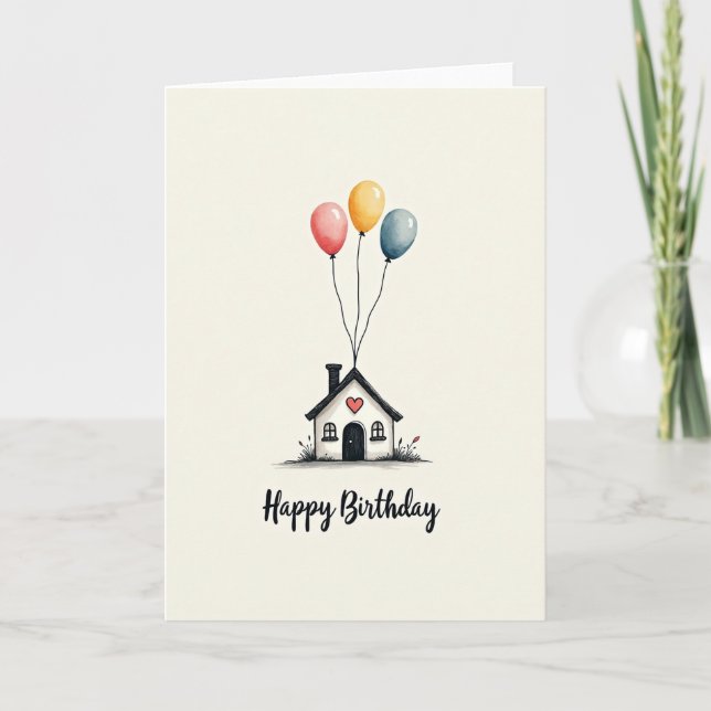 Carte d'anniversaire Cozy Heart Home (Devant)