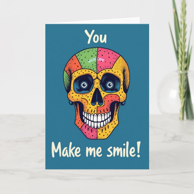 Carte d'anniversaire Crâne Coloré (Devant)