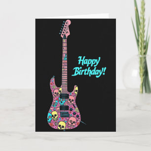 Carte d'anniversaire crâne de rockeurs
