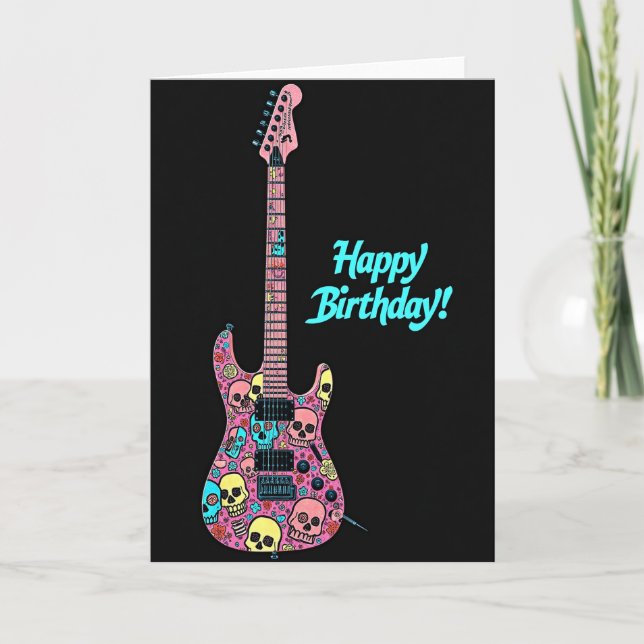 Carte d'anniversaire crâne de rockeurs (Devant)