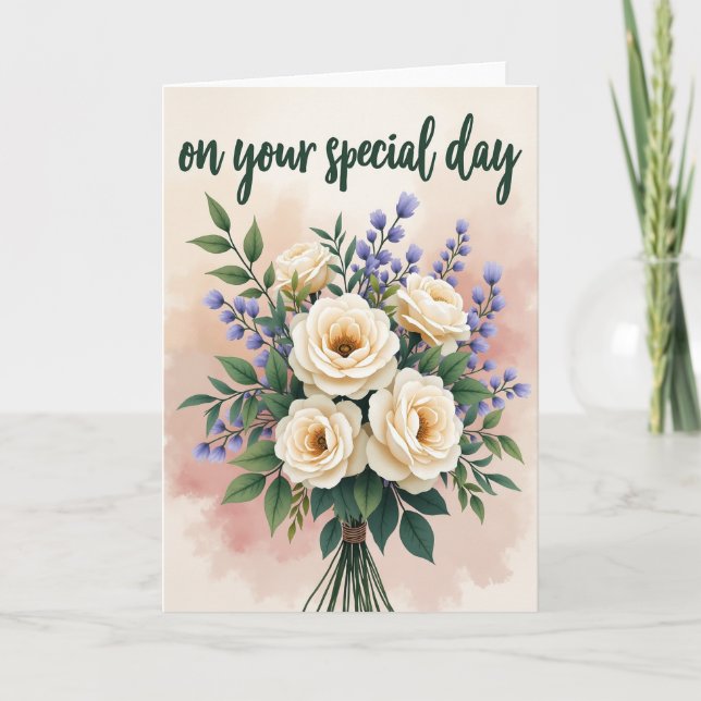 Carte d'anniversaire Creamy Bloom (Devant)