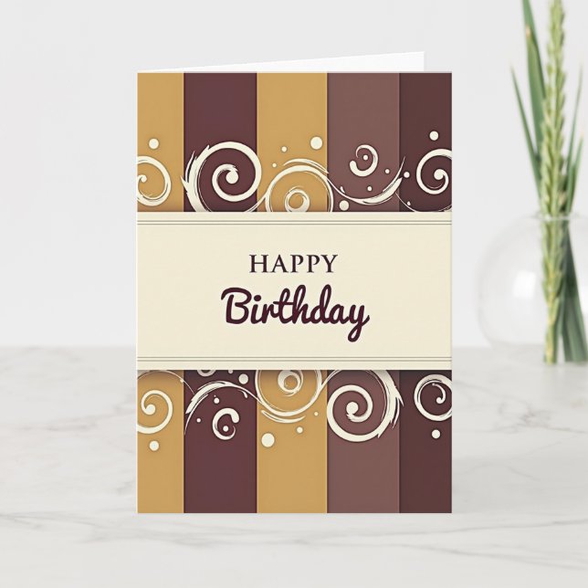 Carte d'anniversaire crème encadrée (Devant)