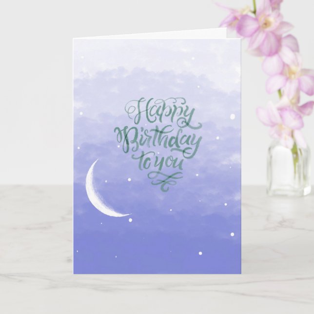 Carte d'anniversaire Crescent Moon and Stars (Orchidée)