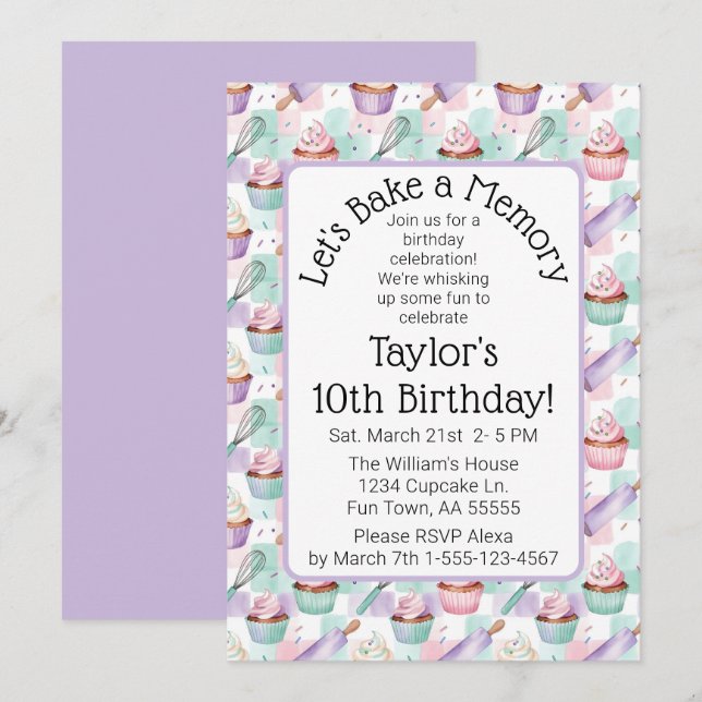 Carte d'anniversaire Cupcake Aquarelle à l'eau de  (Devant / Derrière)