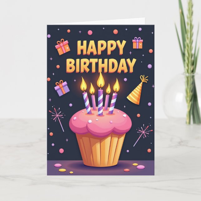 Carte d'anniversaire Cupcake Art (Devant)