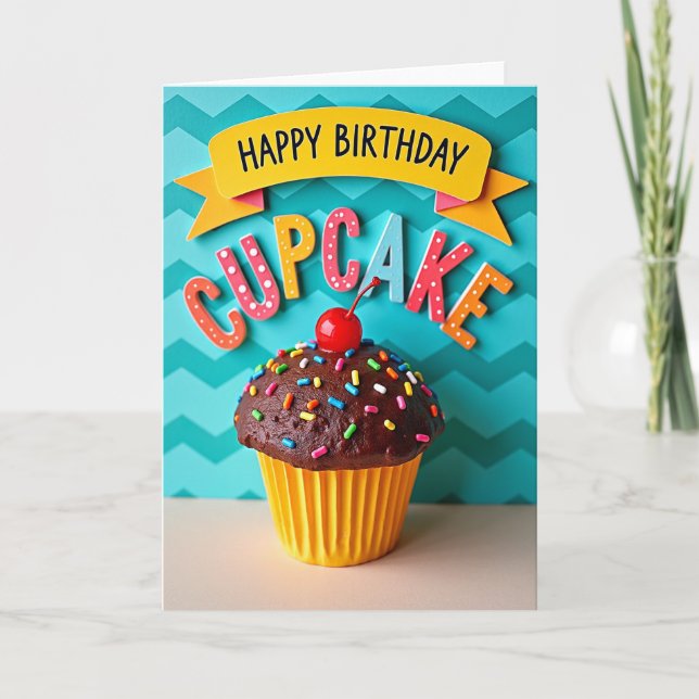 Carte d'anniversaire Cupcake Cherry (Devant)