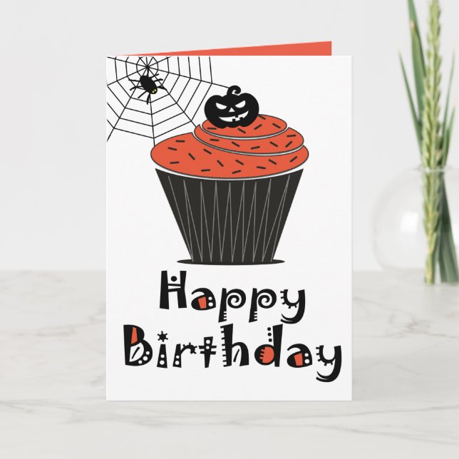 Carte d'anniversaire Cupcake Citrouille d'Hallowee (Devant)