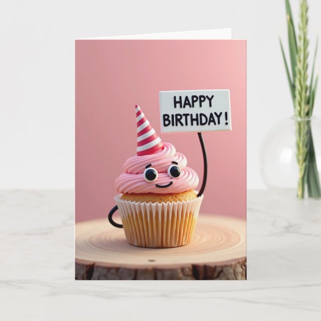 Carte d'anniversaire Cupcake Joyeuse (Devant)