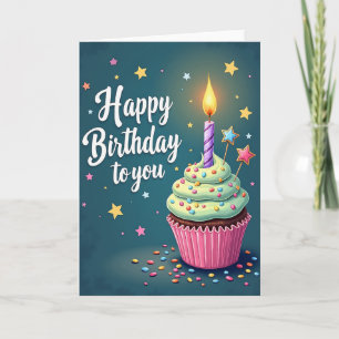Carte d'anniversaire Cupcake Sucré