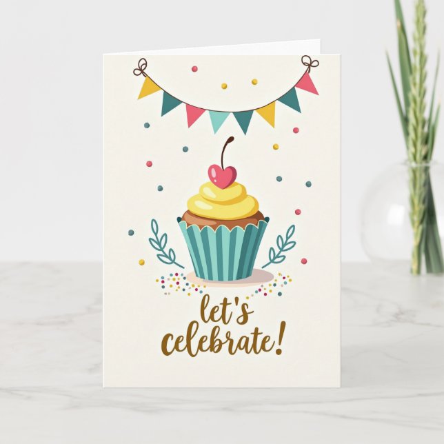Carte d'anniversaire Cupcake Vibrante (Devant)