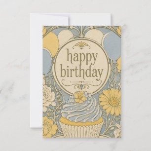 carte d'anniversaire cupcake vintage