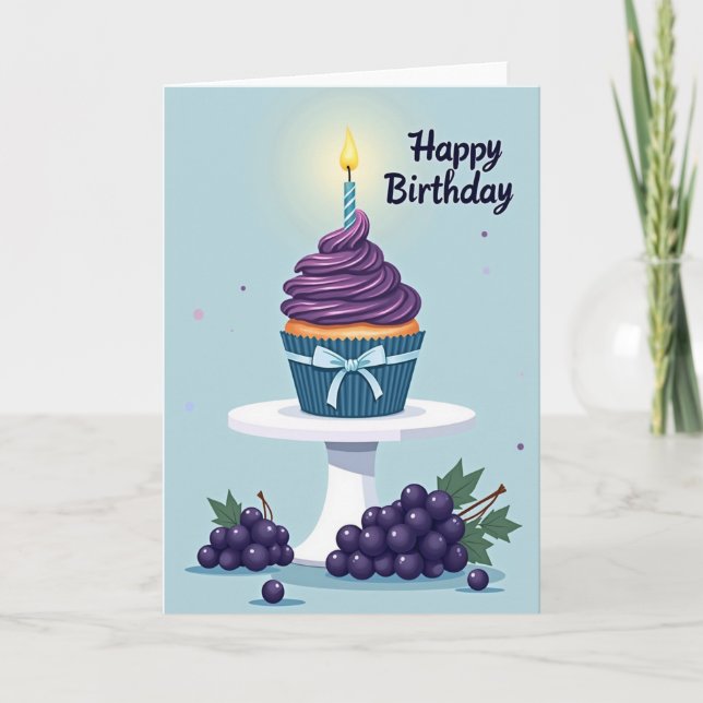 Carte d'anniversaire Cupcake Violet (Devant)