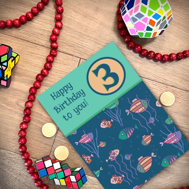 Carte d'anniversaire Customisée Fish Cute Inspiriv (Créateur téléchargé)