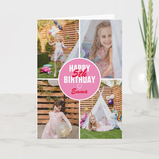 Carte d'anniversaire Cute 4 Photo Quel que soit l' (Devant)