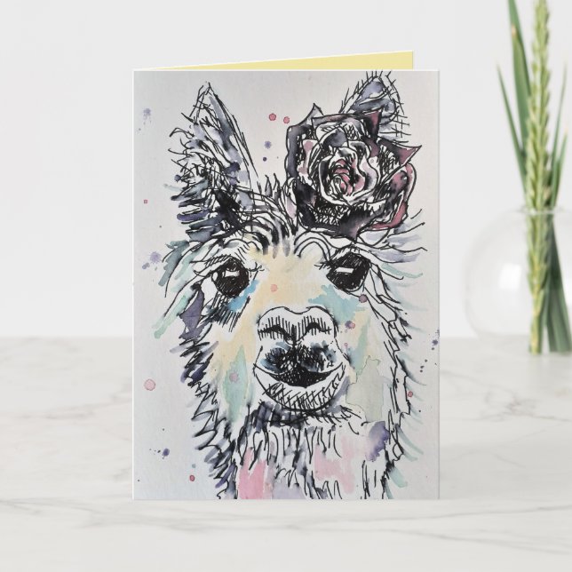 Carte d'Anniversaire Cute Alpacca Llama (Devant)