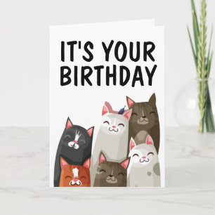 CARTE D'ANNIVERSAIRE CUTE AMOUREUX DES CHATS "PURR