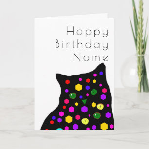 Carte d'Anniversaire Cute Black Cat Mosaic Art Déc