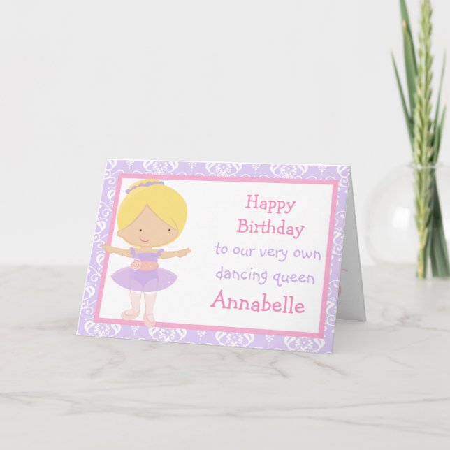 Carte d'anniversaire Cute Blonde Ballerina (Devant)