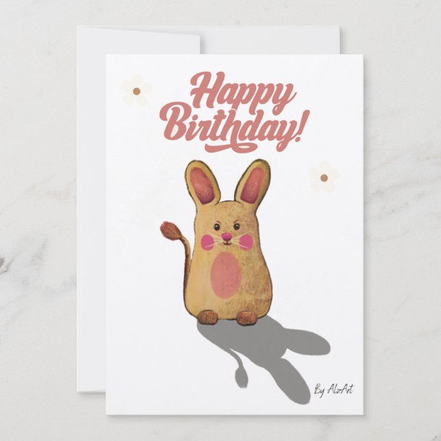 Carte d'anniversaire Cute Bunny par Alzart – Adora (Devant)