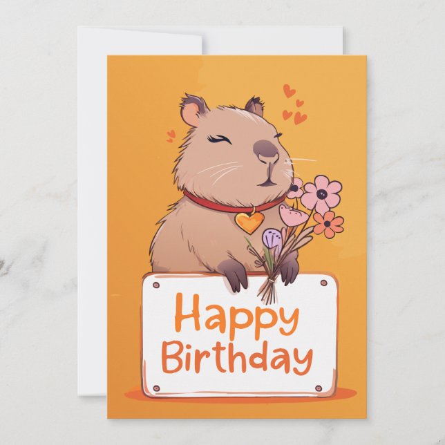 Carte d'anniversaire Cute Capybara | Carte animal  (Devant)