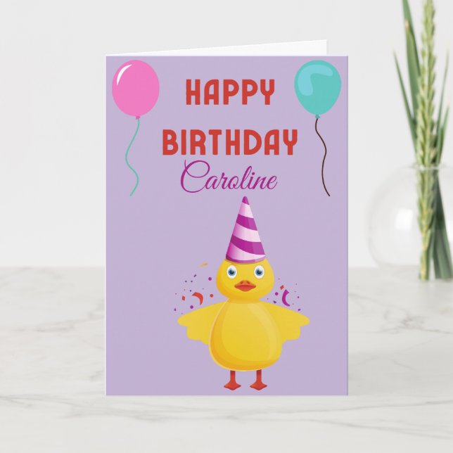 CARTE D'ANNIVERSAIRE CUTE CHICK HAPPY (Devant)