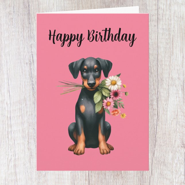 Carte d'anniversaire Cute Doberman (Créateur téléchargé)