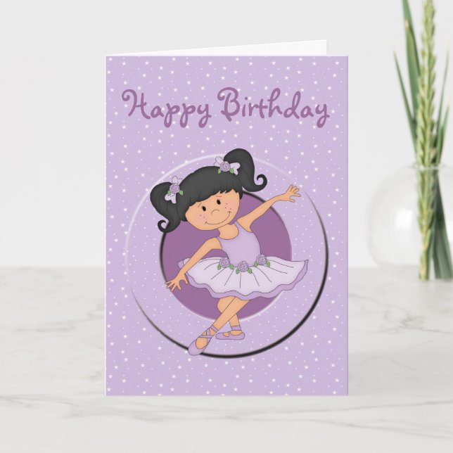 Carte d'anniversaire Cute Lilac Ballerina 3 (Devant)