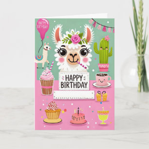 Carte d'anniversaire Cute Llama