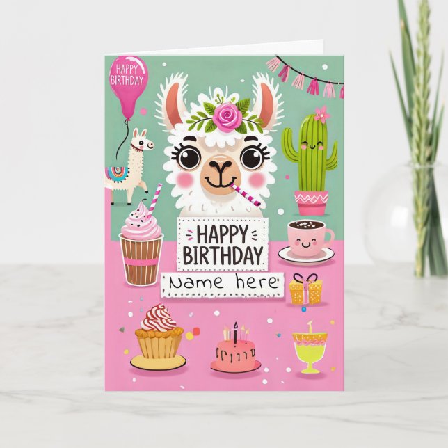 Carte d'anniversaire Cute Llama (Devant)