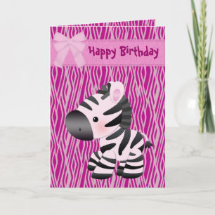 Carte d'anniversaire Cute Pink Zebra & Cupcake (à