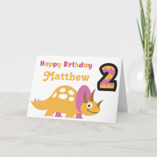Carte d'anniversaire Cute Yellow Dinosaur 2e