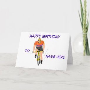Carte d'anniversaire Cyclist Racing. Ajoutez un no