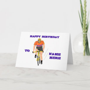 Carte d'anniversaire Cyclist Racing. Modifier le n