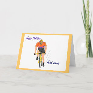 Carte d'anniversaire Cyclist Racing. Modifier le n