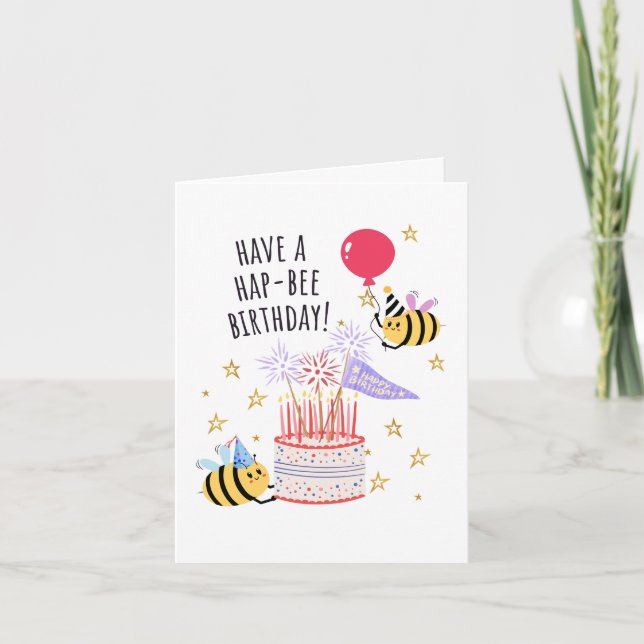 Carte d'anniversaire d'abeille - "Joyeux anniversa (Devant)