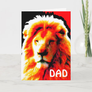 Carte d'anniversaire "DAD" rouge tête de lion