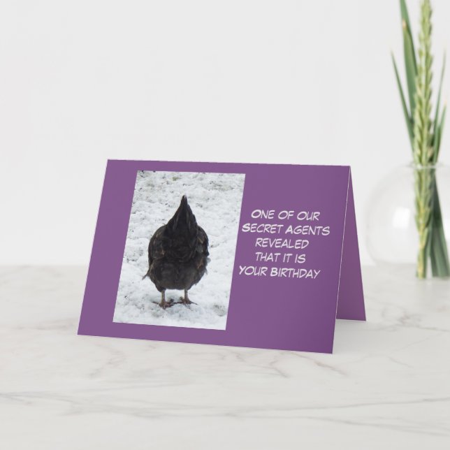 Carte d'anniversaire d'agent secret poulet (Devant)
