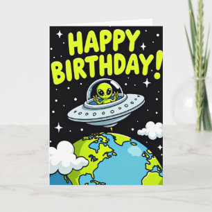 Carte d'anniversaire d'alien cosmique
