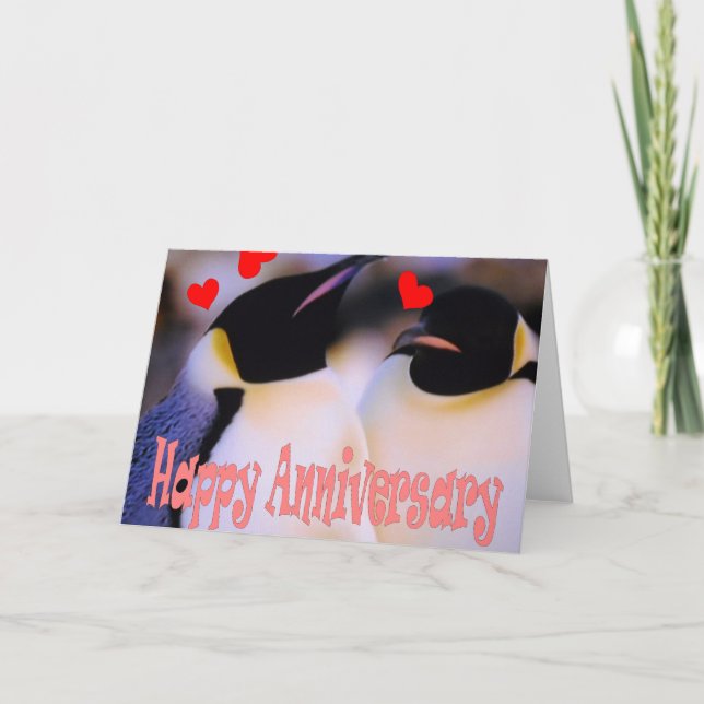 Carte d'anniversaire d'amour empereur pingouin (Devant)
