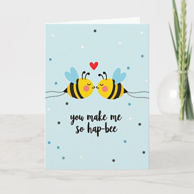 Carte d'anniversaire d'amour Joyeux Abeilles (Devant)