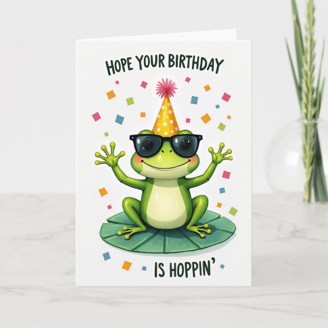 Carte d'anniversaire d'amphibien jubilant (Devant)