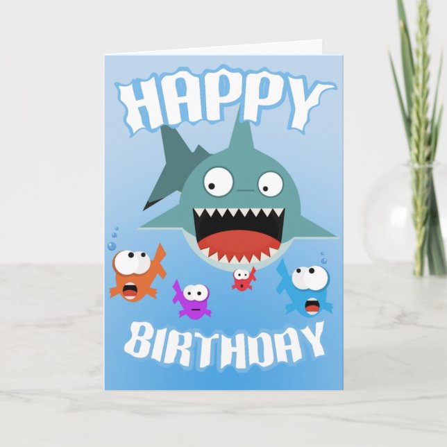 Carte d'anniversaire d'amusement de requin (Devant)