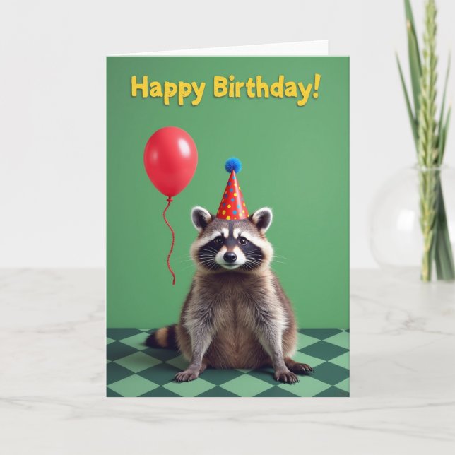 Carte d'anniversaire d'animal de fête sucré (Devant)