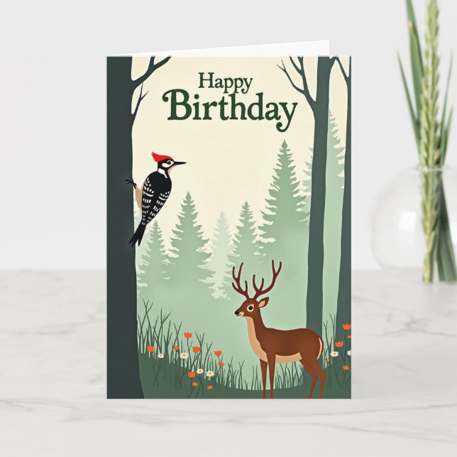 Carte d'anniversaire d'animal de forêt (Devant)