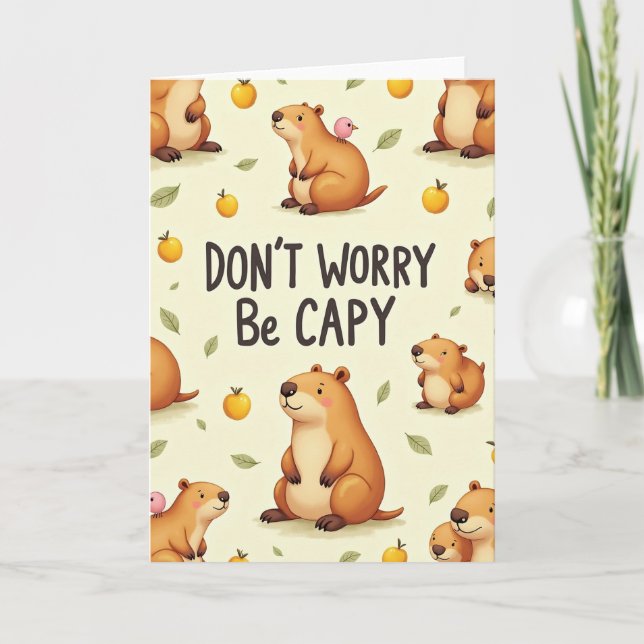 Carte d'anniversaire d'animal mignon joyeux (Devant)