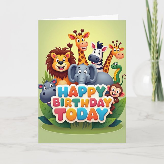 Carte d'anniversaire d'animal sauvage (Devant)