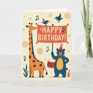 Carte d'anniversaire d'animal tacheté joyeux
